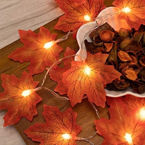 Fall Lights Fall Decor Maple Leaves String Lights Thanksgiving Decorations for Home, Total 20 LED Ba | Amazon (US)