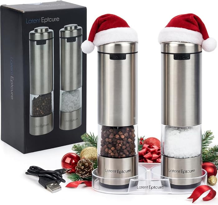 Electric Salt & Pepper Grinder Set – USB-C Rechargeable Stainless-Steel Mills & Shakers with LE... | Amazon (US)