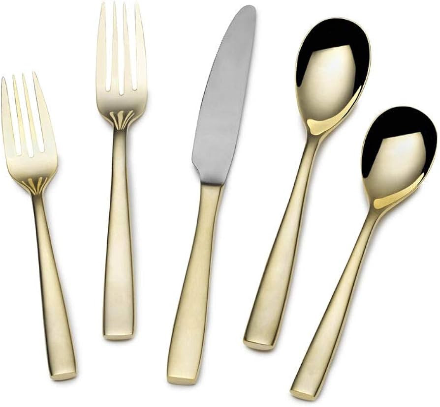 Mikasa Delano Gold Plated 20-Piece Stainless Steel Flatware Set, Service for 4 | Amazon (US)