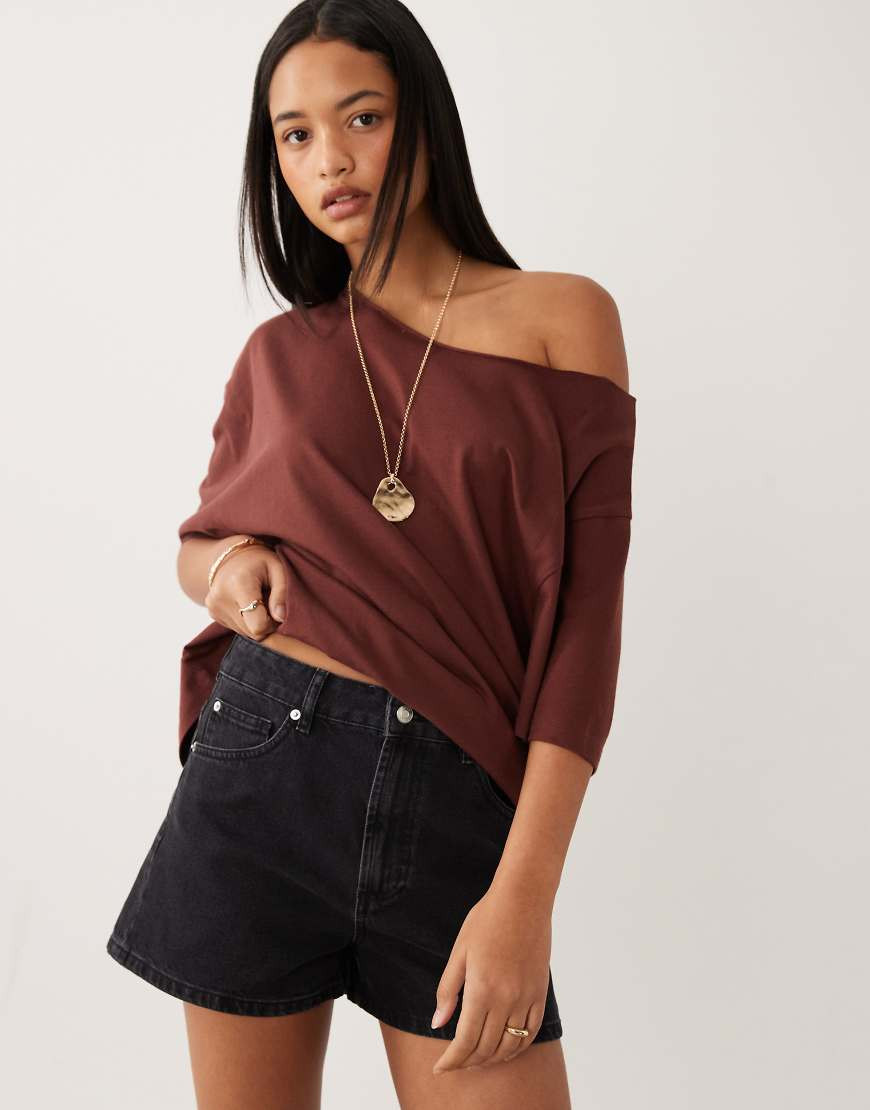 ASOS DESIGN high waist denim shorts in black | ASOS (Global)