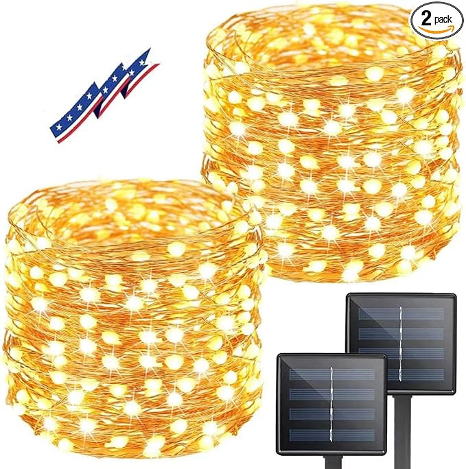 BHCLIGHT Solar String Lights Outdoor, 2-Pack 80FT 200 LED Solar Outdoor Lights, Waterproof Copper... | Amazon (US)