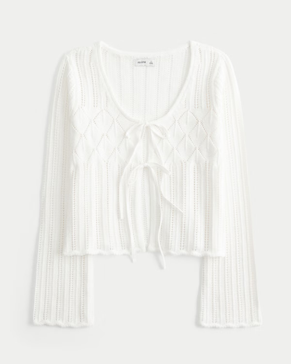 Women's Crochet-Style Tie-Front Textured Sweater | Women's Tops | HollisterCo.com | Hollister (US)
