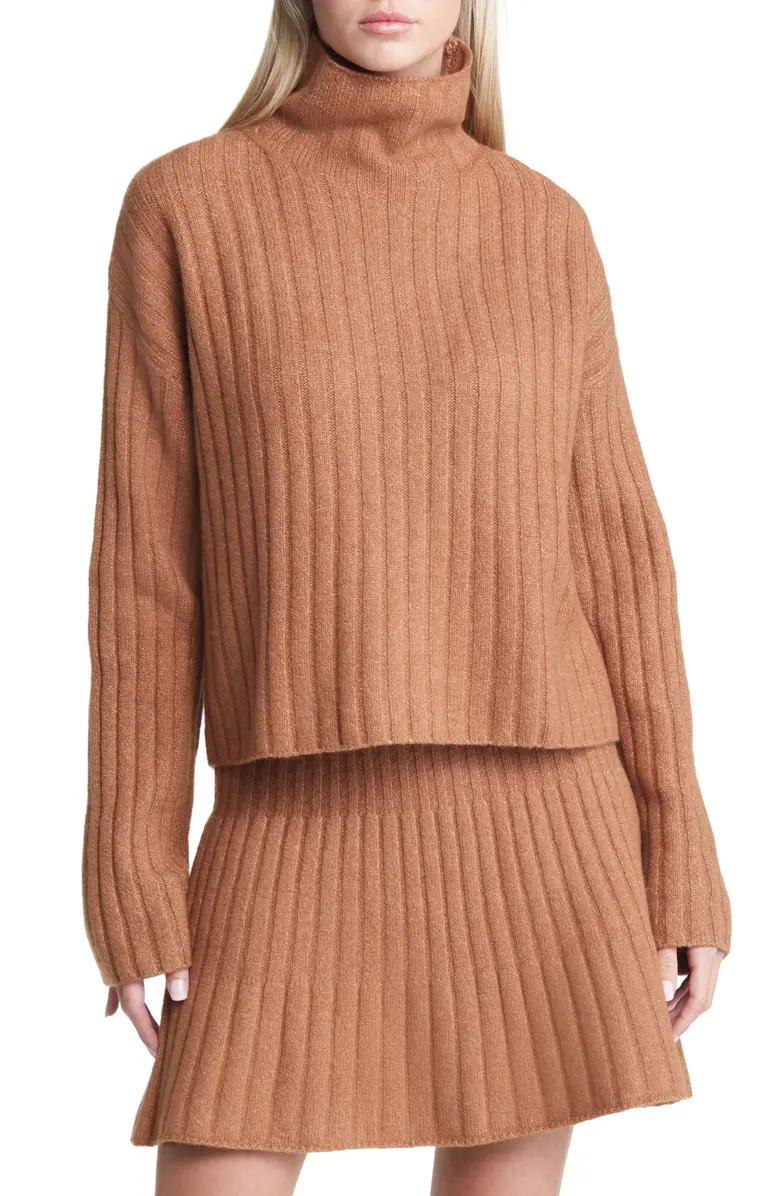 Women's Cotton Blend Rib Funnel Neck Sweater | Nordstrom