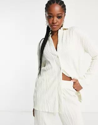 4th & Reckless plisse shirt co-ord in white | ASOS (Global)