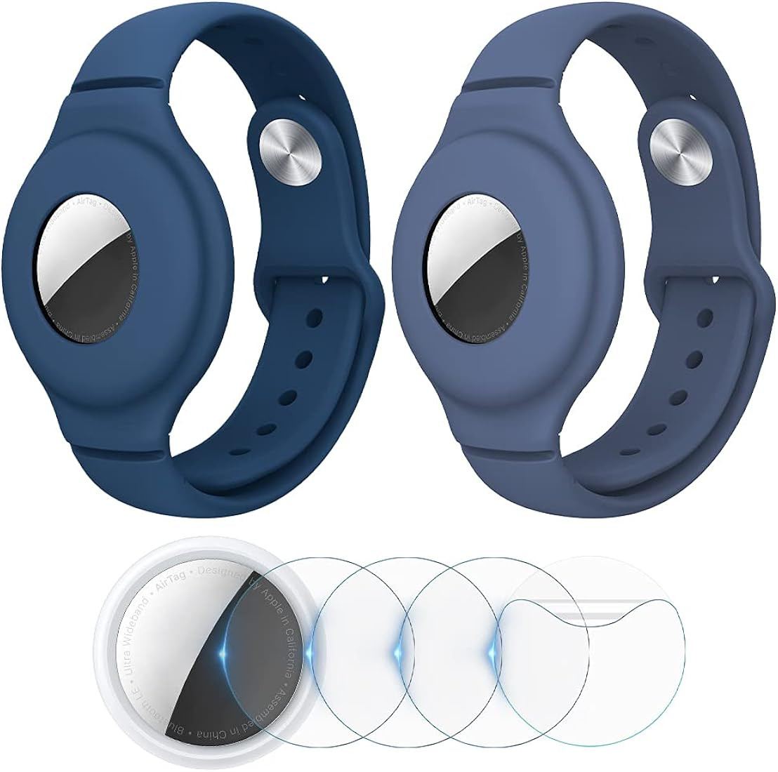 VEGO [2+4Pack] AirTag Bracelet for Kids, 2 Pack Silicone Watch Bands + 4 Pack Anti-Scratch Films for | Amazon (US)