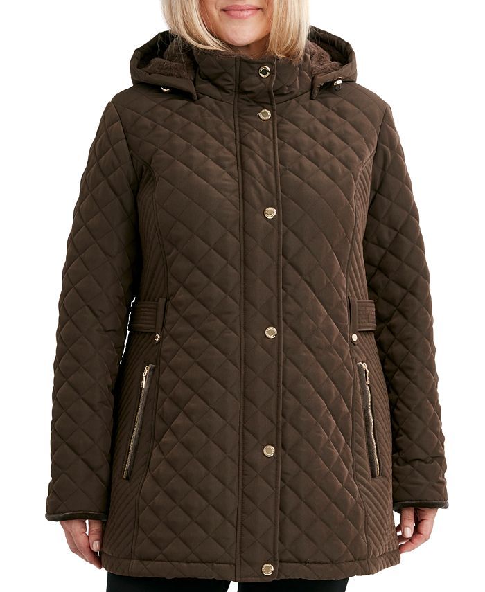 Laundry by Shelli Segal Women's Plus Size Faux-Fur-Lined Quilted Coat & Reviews - Coats & Jackets... | Macys (US)