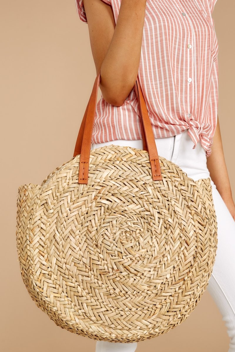 Make Things Happen Beige Round Bag | Red Dress 
