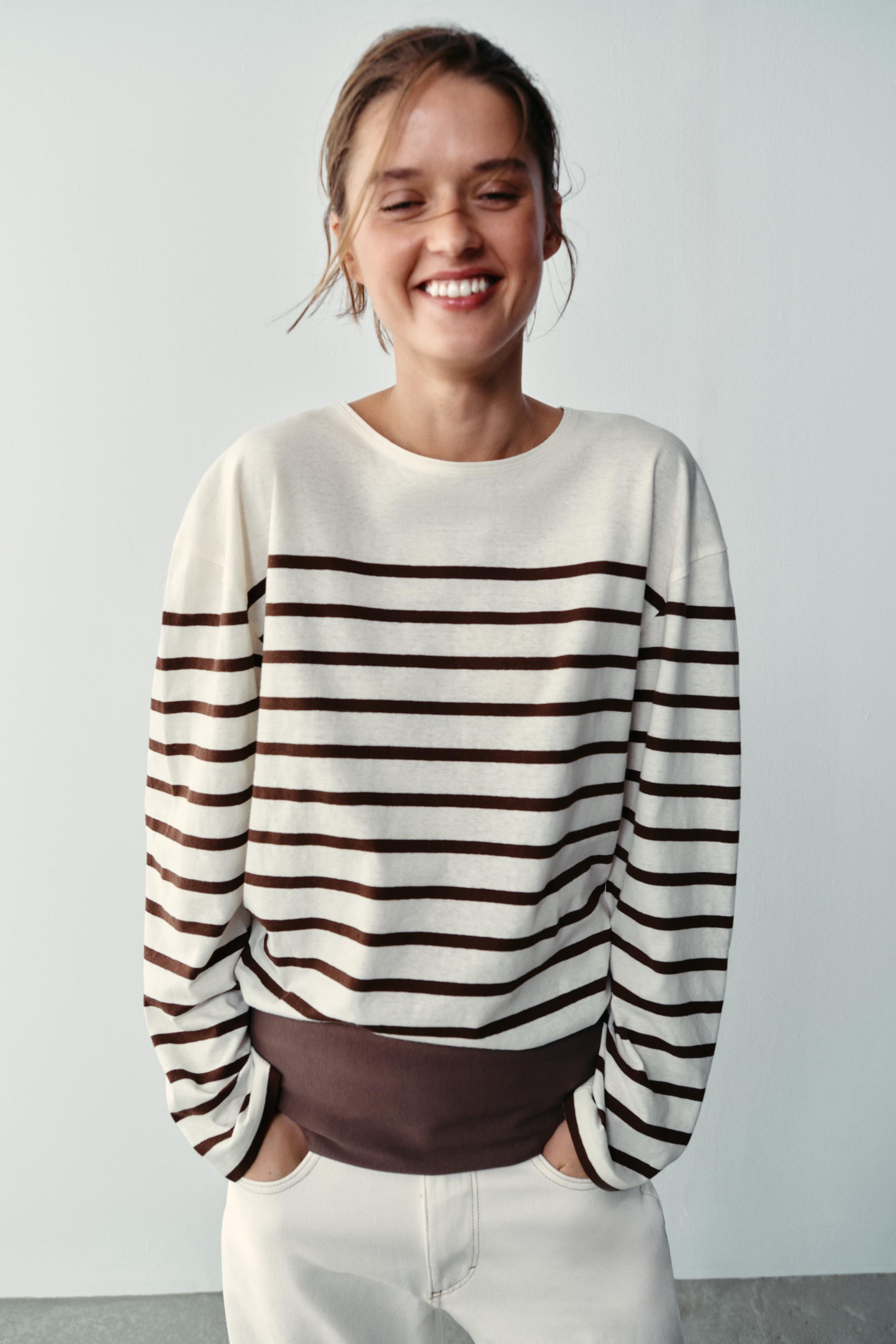COTTON-LINEN STRIPED T-SHIRT | Zara US