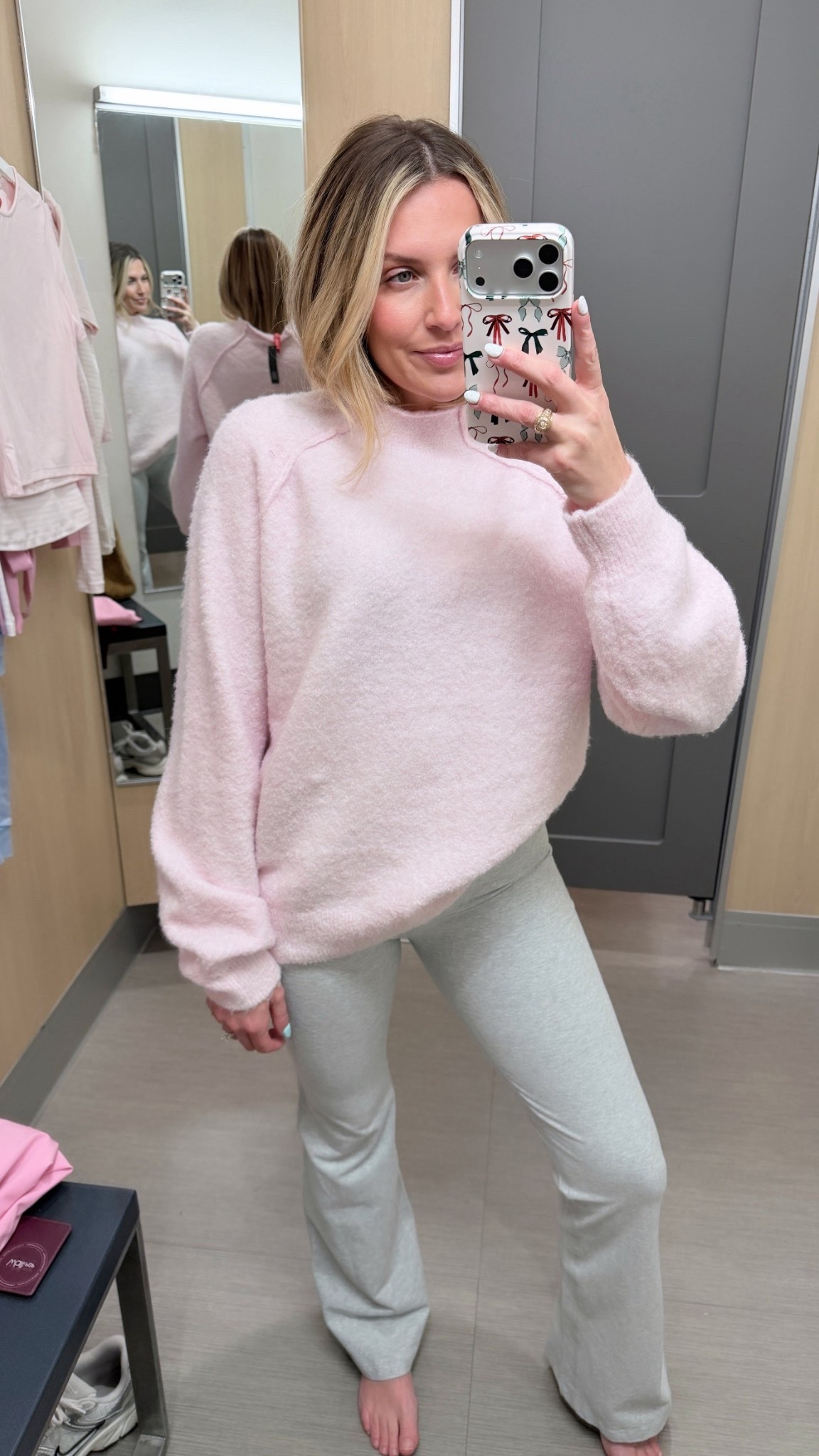 Cozy but cute Target outfit 🩷🩷 love the light pink color of this sweater and the fold over leggings are a must!!! 

Lounge wear
Pink sweater
Valentines sweater
Cozy outfit 


#LTKmomlife