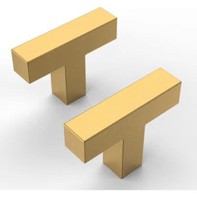 10 Pack Brushed Gold Cabinet Knobs, T Bar Cabinet Pulls For Drawers And Cabinets, 2 Inch Center To Center, Modern Hardware For Kitchen And Bathroom | Wayfair North America