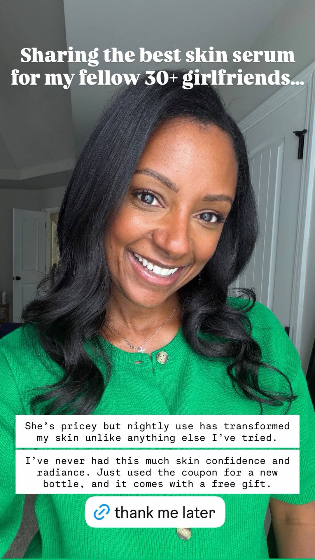 She’s pricey but nightly use has transformed my skin unlike anything else I’ve tried.

I’ve never had this much skin confidence and radiance. Just used the coupon for a new bottle, and it comes with a free gift. Sharing the best skin serum for my fellow 30+ girlfriends…