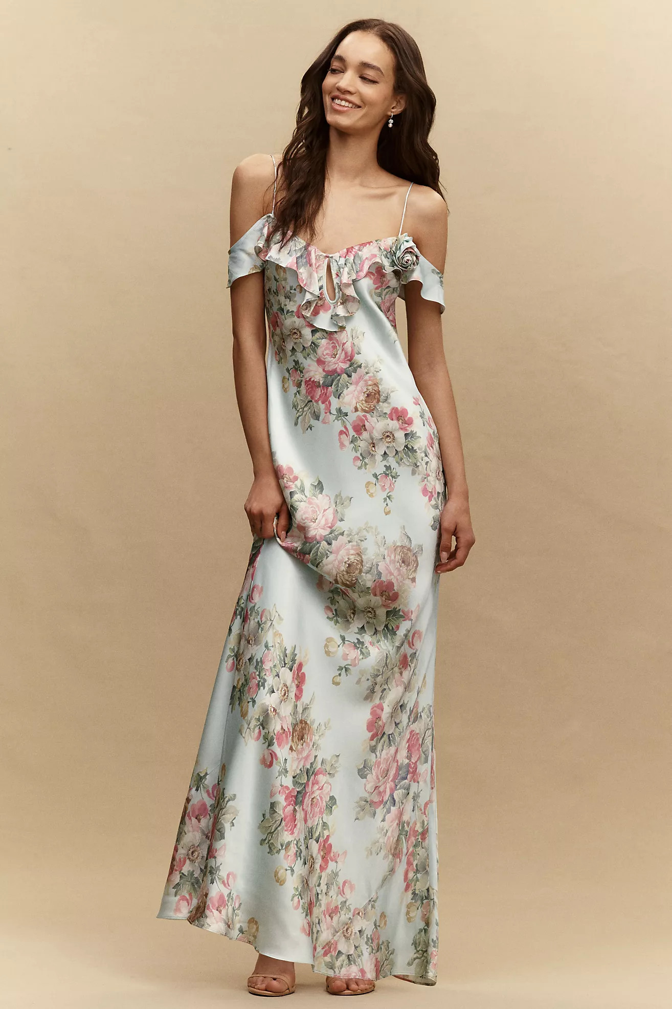 BHLDN Aria Ruffle Maxi Slip Dress | Anthropologie (US)