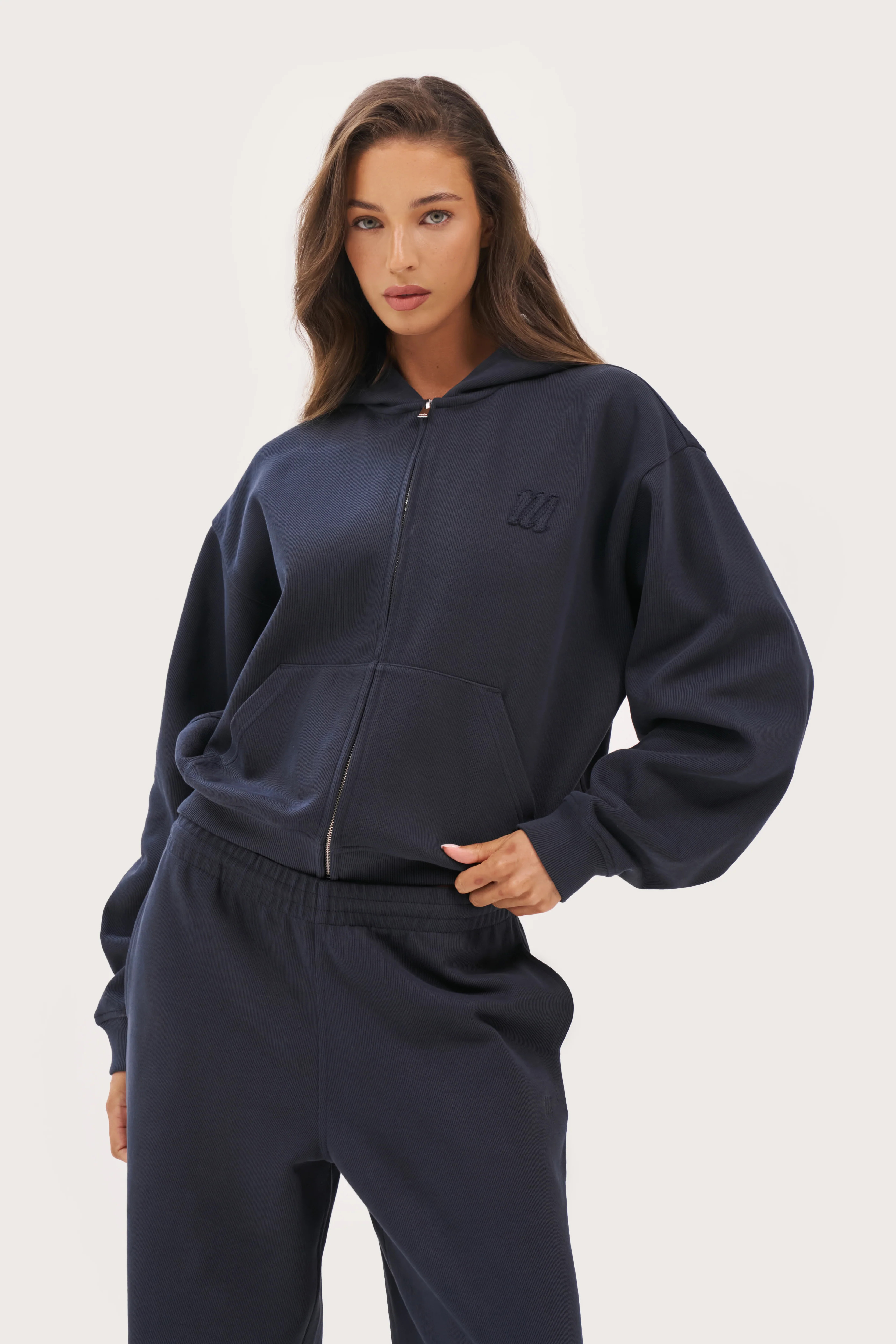 Daily Errands Mid Length Hoodie - Washed Navy | Maebe