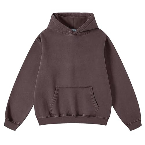 FAIABLE Mens Hoodies Oversized Unisex Acid Wash Hoodie Heavyweight Fleece Vintage Washed Distress Cotton Sweatshirt Men Women Couples Streetwear College Casual Fall Winter Autumn 2025 Chocolate | Amazon (US)