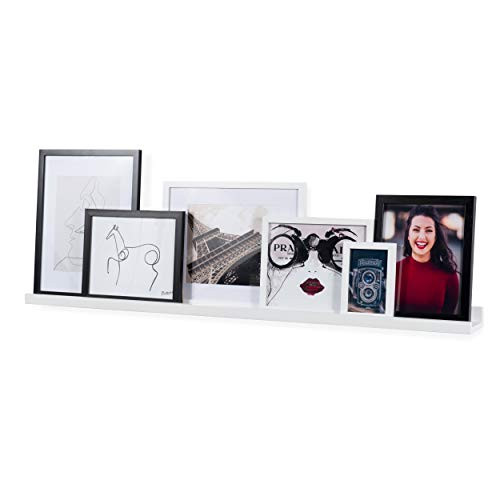 Wallniture Denver Floating Wall Shelf Picture Frame Display Narrow Wood Picture Ledge Shelf, White B | Amazon (US)