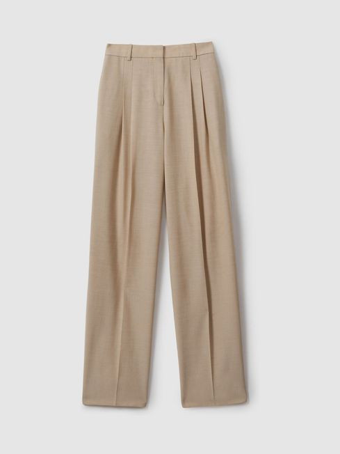Wool Pleat Front Wide Leg Suit: Trousers | Reiss UK