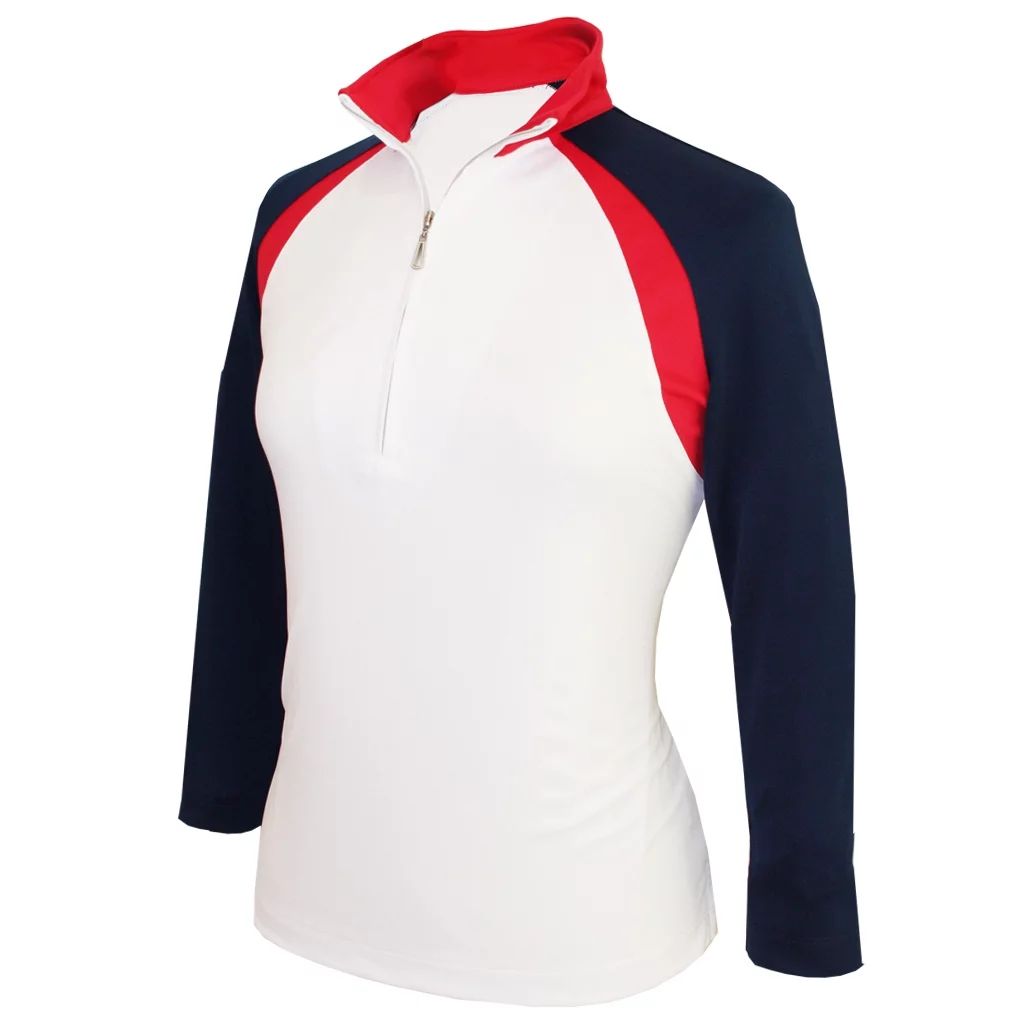 Monterey Club Women's Rally Sunday Sport Zip Top 3/4 Sleeve Golf Polo Shirt #2357 | Walmart (US)