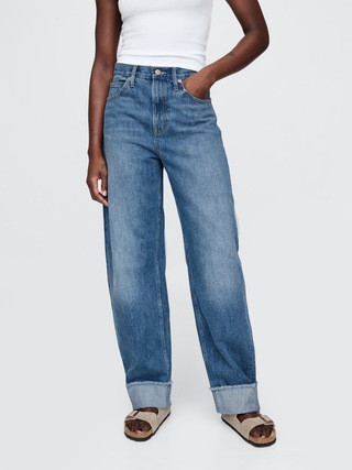High Rise Cuffed Barrel Jeans | Gap (US)