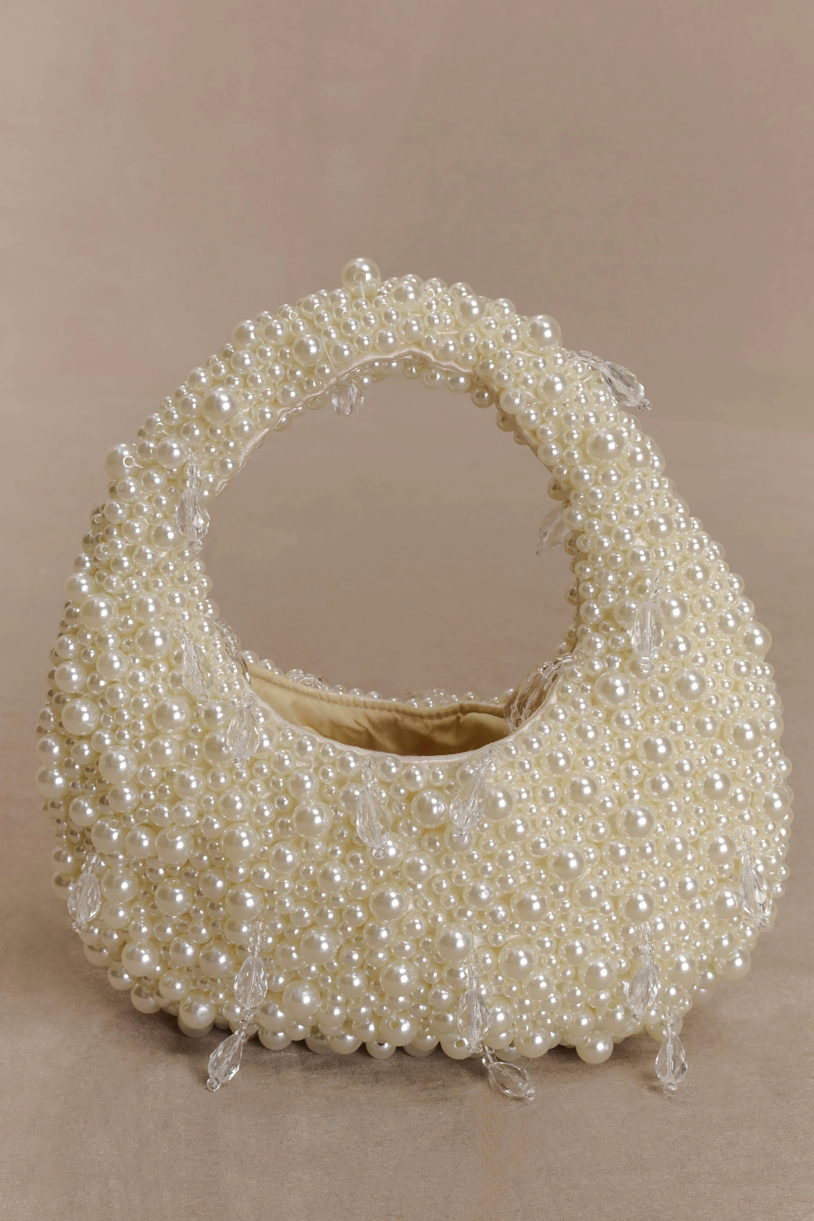 Amara Pearl Teardrop Beaded Bag - White | MESHKI US