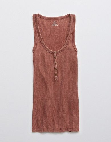 Aerie No BS Waffle Henley Tank Top | American Eagle Outfitters (US & CA)