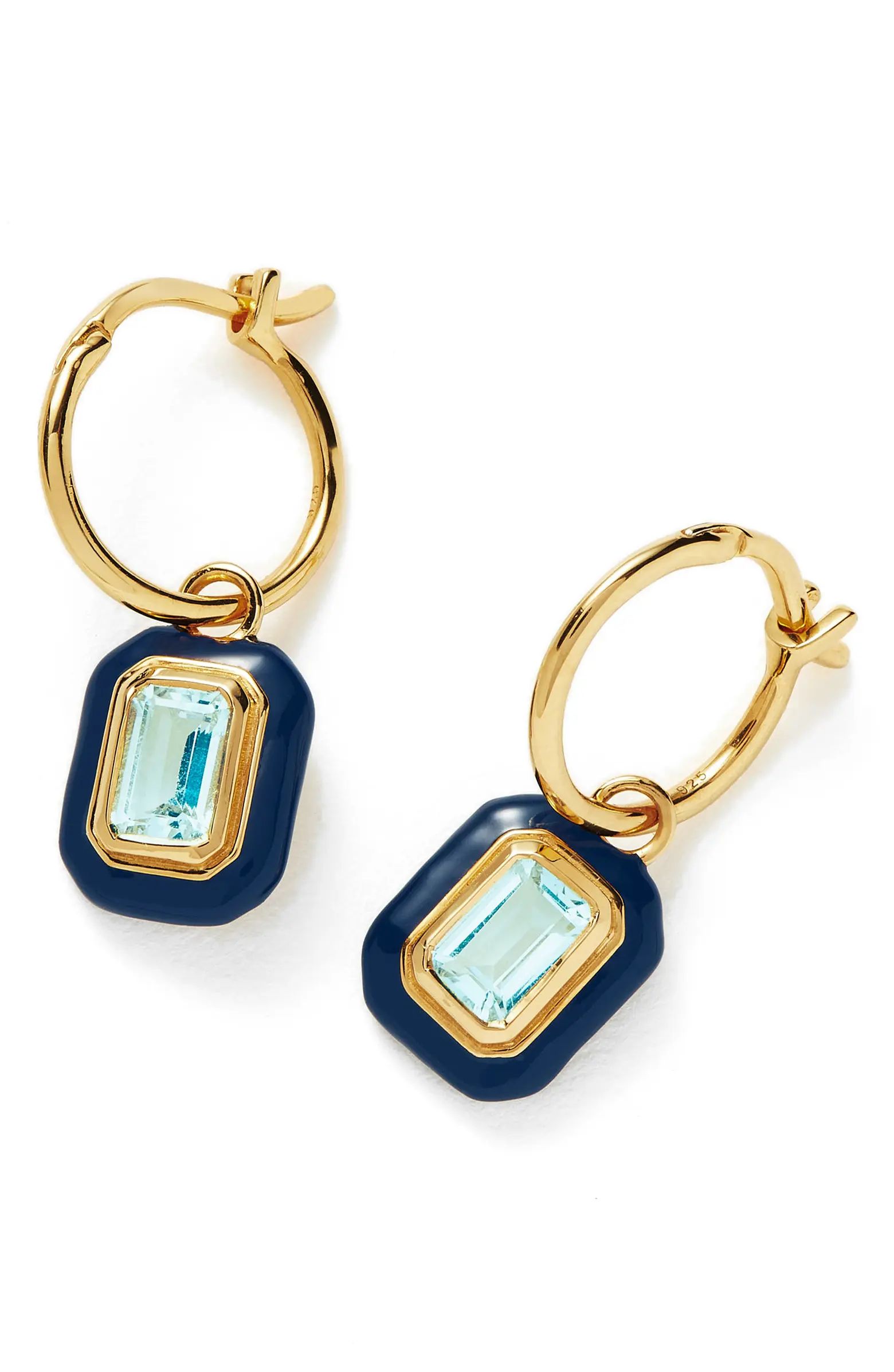 Stone & Enamel Charm Hoop Earrings | Nordstrom