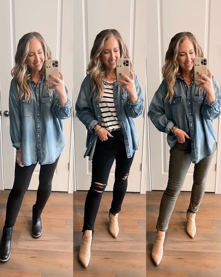 Button down chambray tunic size xs runs big aerie easy everyday outfit denim shirt style fall fashion fall outfits, amazon fashion amazon finds 

#LTKunder50 #LTKSeasonal