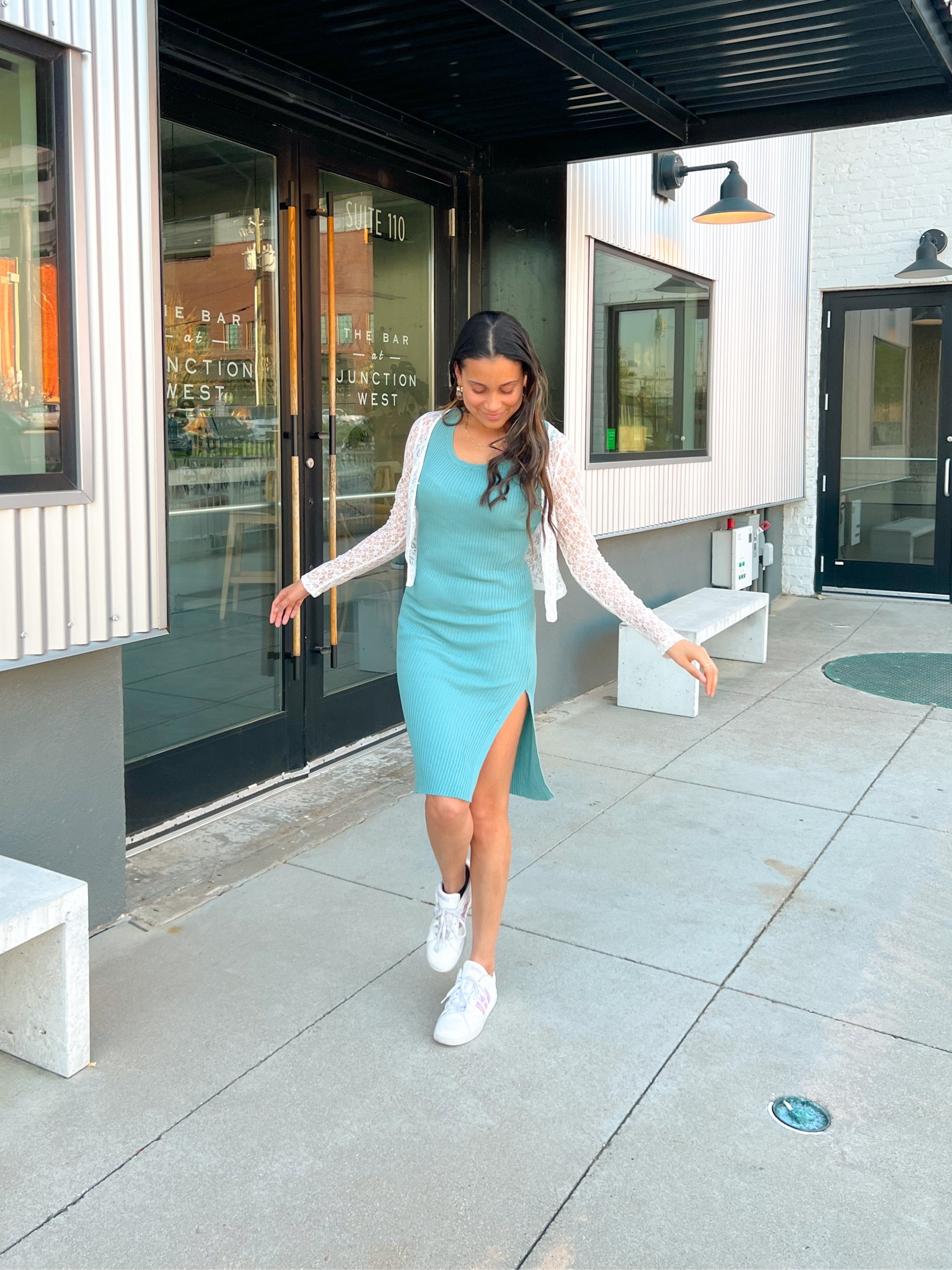 Office outfit office dress mini dress blue dress sneakers office attire lace top princess polly Amazon dress 