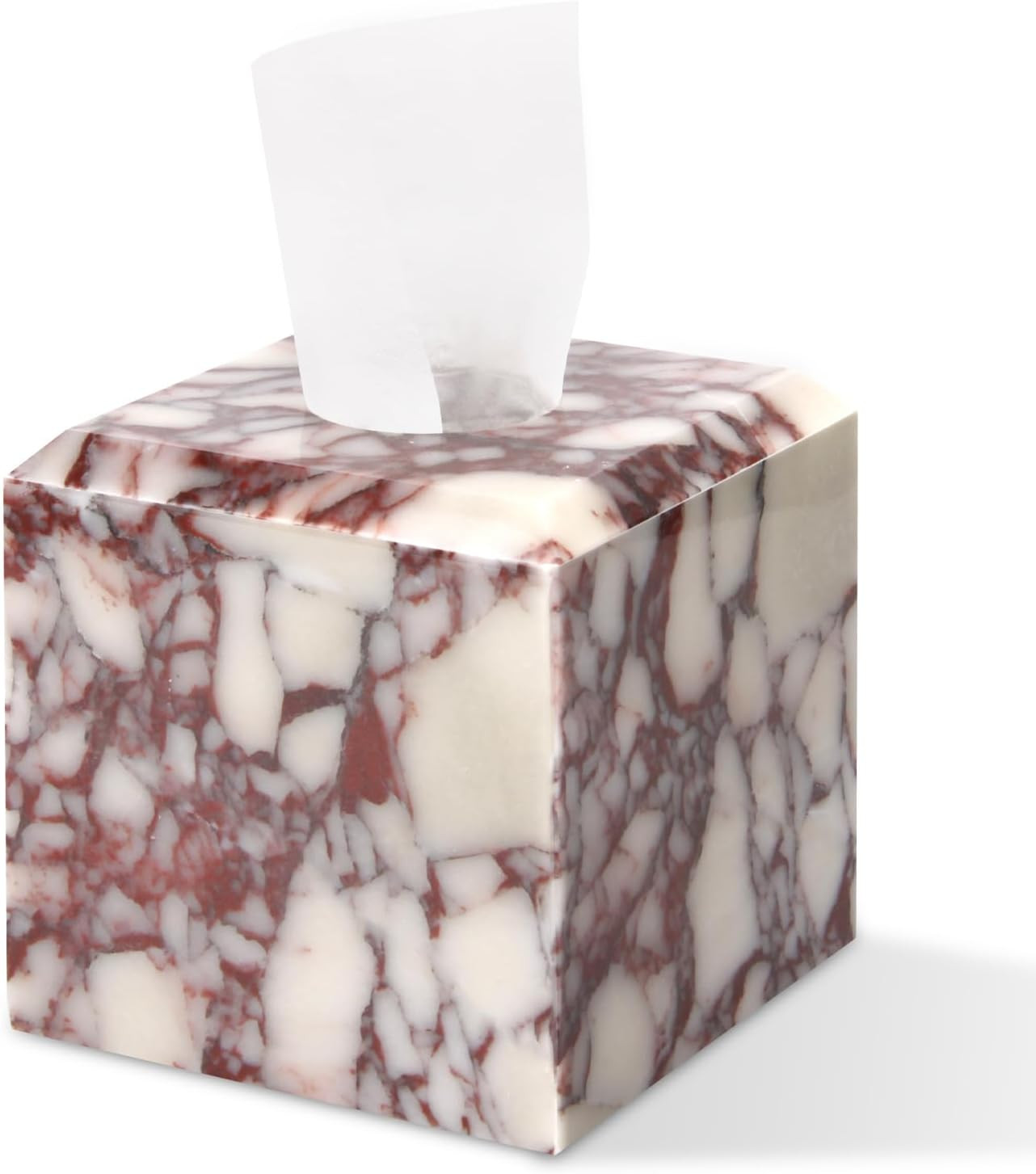 Natural Marble Square Tissue Box Cover ,Stone Modern Decorative Sturdy Napkin Box Holder Case,Facial Paper Organizer for Bathroom Vanity Toilet Countertop,Kitchen (1, Calacatta Viola, 5.71*5.71*5.51) | Amazon (US)