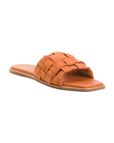 Made In Brazil Leather Belinha Basketweave Slide Sandals | Marshalls