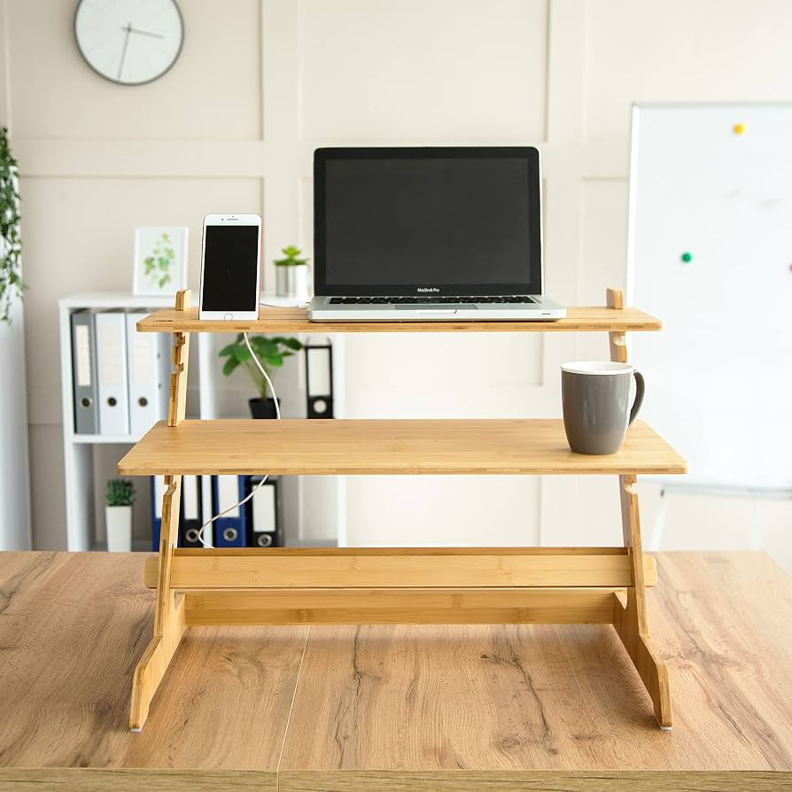 Crew & Axel Standing Desk Converter Bamboo Adjustable Sit Stand Desk Riser - Great for Laptops, M... | Amazon (US)