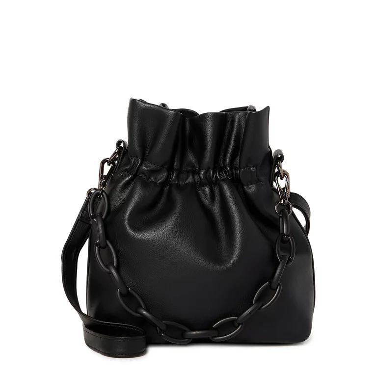 No Boundaries Women's Contemporary Drawstring Crossbody Handbag Black | Walmart (US)