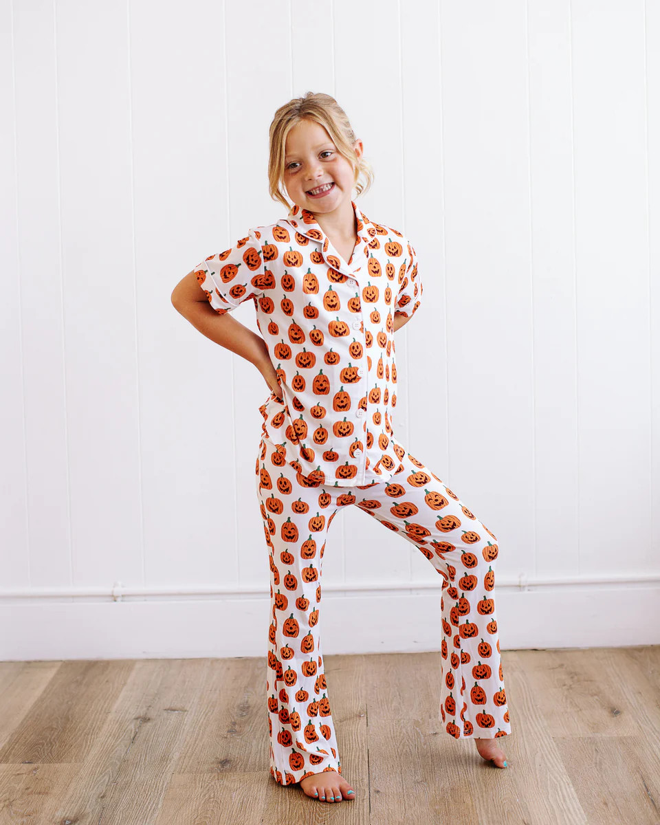 Jack O' Lantern Girls Flare Lounge Set | Little Pajama Co.