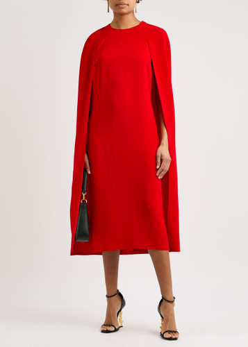 Cape-effect stretch-crepe midi dress | Harvey Nichols
