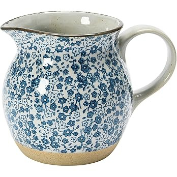 Hand-Painted Country-Style Stoneware Pitcher with Floral Print | Amazon (US)