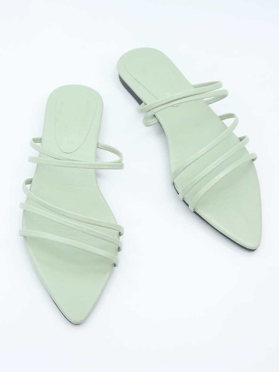Open Toe Strappy Slide Sandals | SHEIN