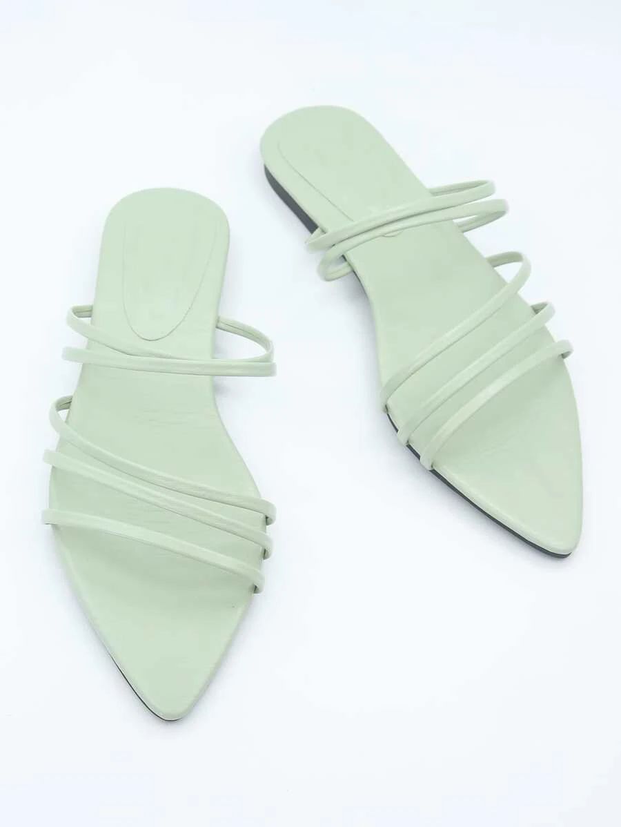 Open Toe Strappy Slide Sandals | SHEIN