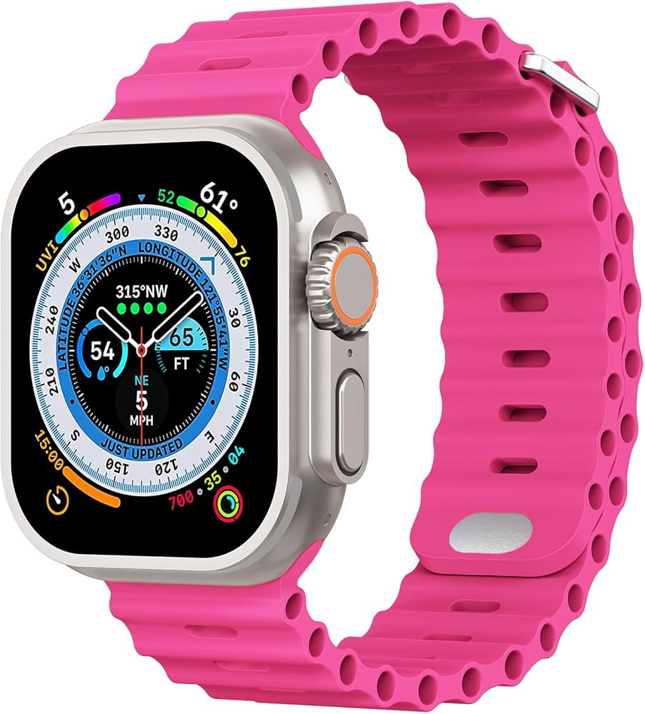 Compatible with Apple Watch Ocean Bands 38mm 40mm 41mm 42mm 44mm 45mm 49mm, Soft Silicone Sport W... | Amazon (US)