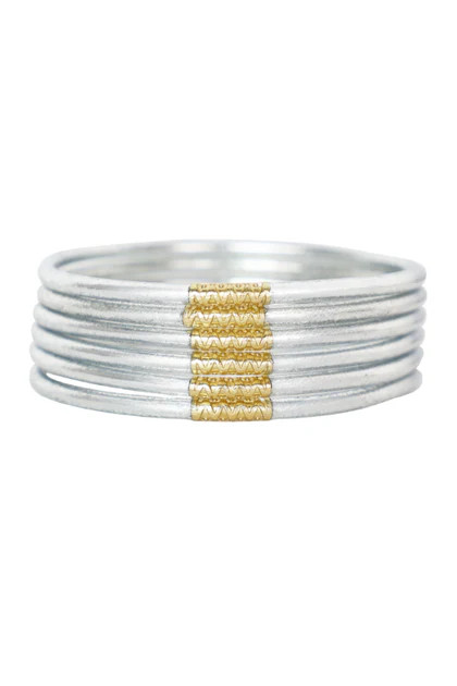 BudhaGirl Silver Lumine All Weather Bangle Bracelet (Set of 6) | The Willow Tree