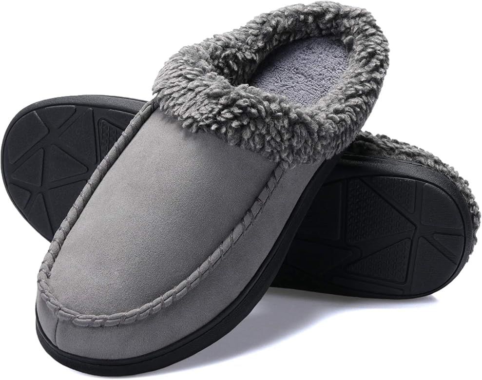 PENNYSUE Men's Moccasin Slippers Memory Foam House Shoes, Indoor Outdoor Winter Warm Slippers wit... | Amazon (US)