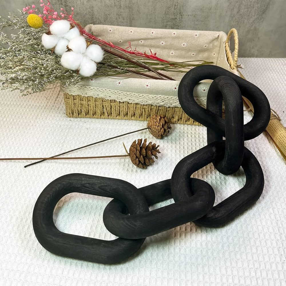 Hanlin Wood Chain Link Decor - Hand Carved Boho Decorative Wood Chain, Farmhouse Decor, Sustainab... | Amazon (US)