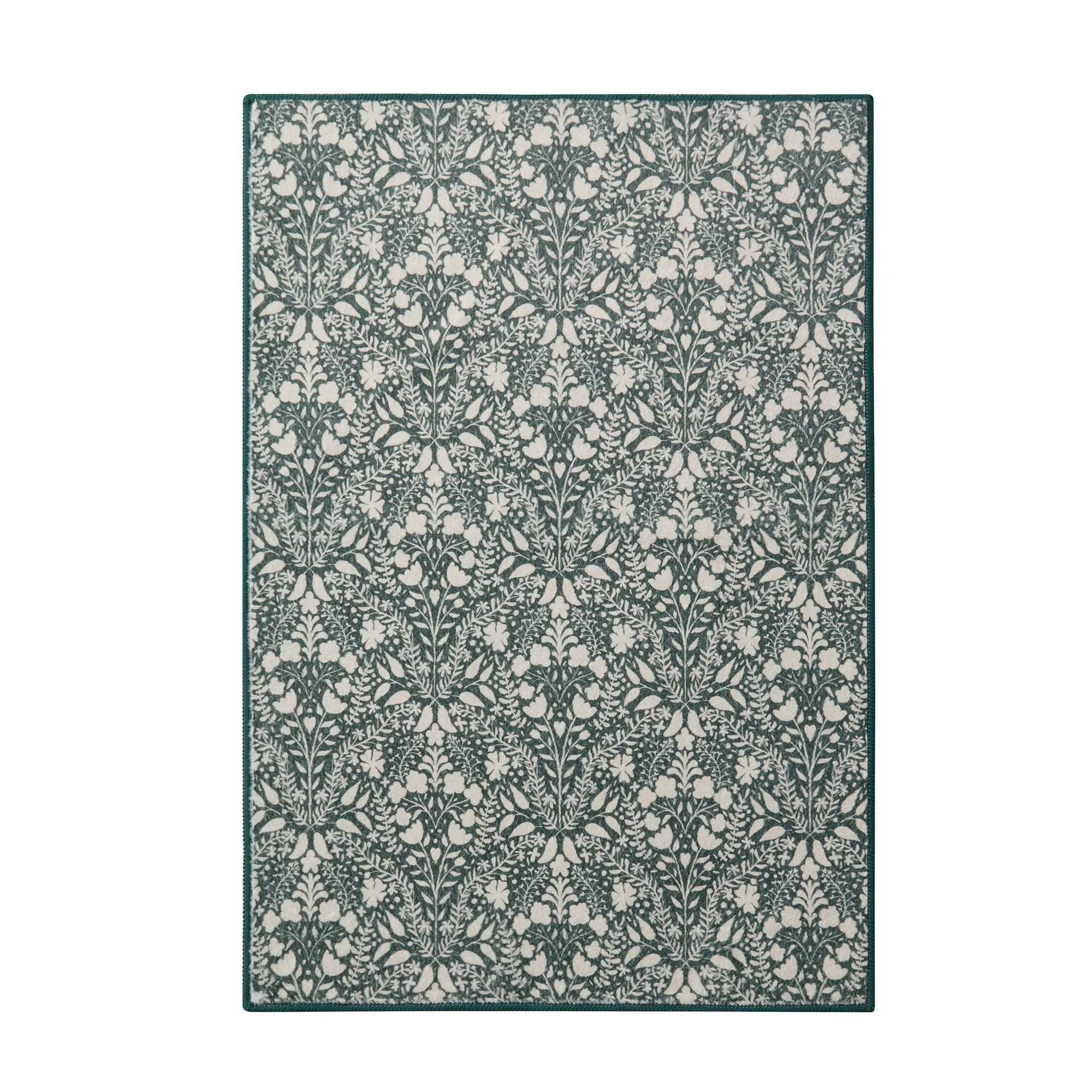 My Texas House Green Floral Faux Fur Washable Indoor Area Rug, 2' x 3' | Walmart (US)