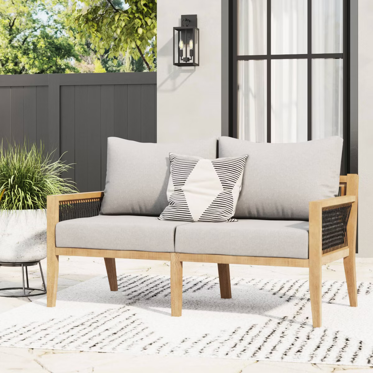 Nathan James Freya Bohemian Wood Outdoor Patio Loveseat | Target