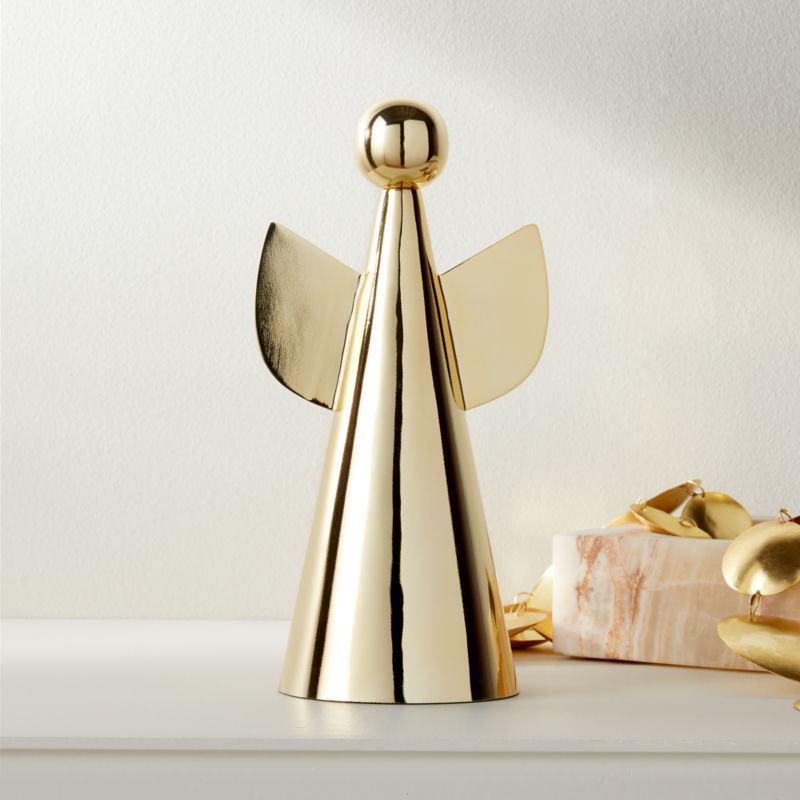Modern Brass Angel Christmas Tree Topper | CB2 | CB2