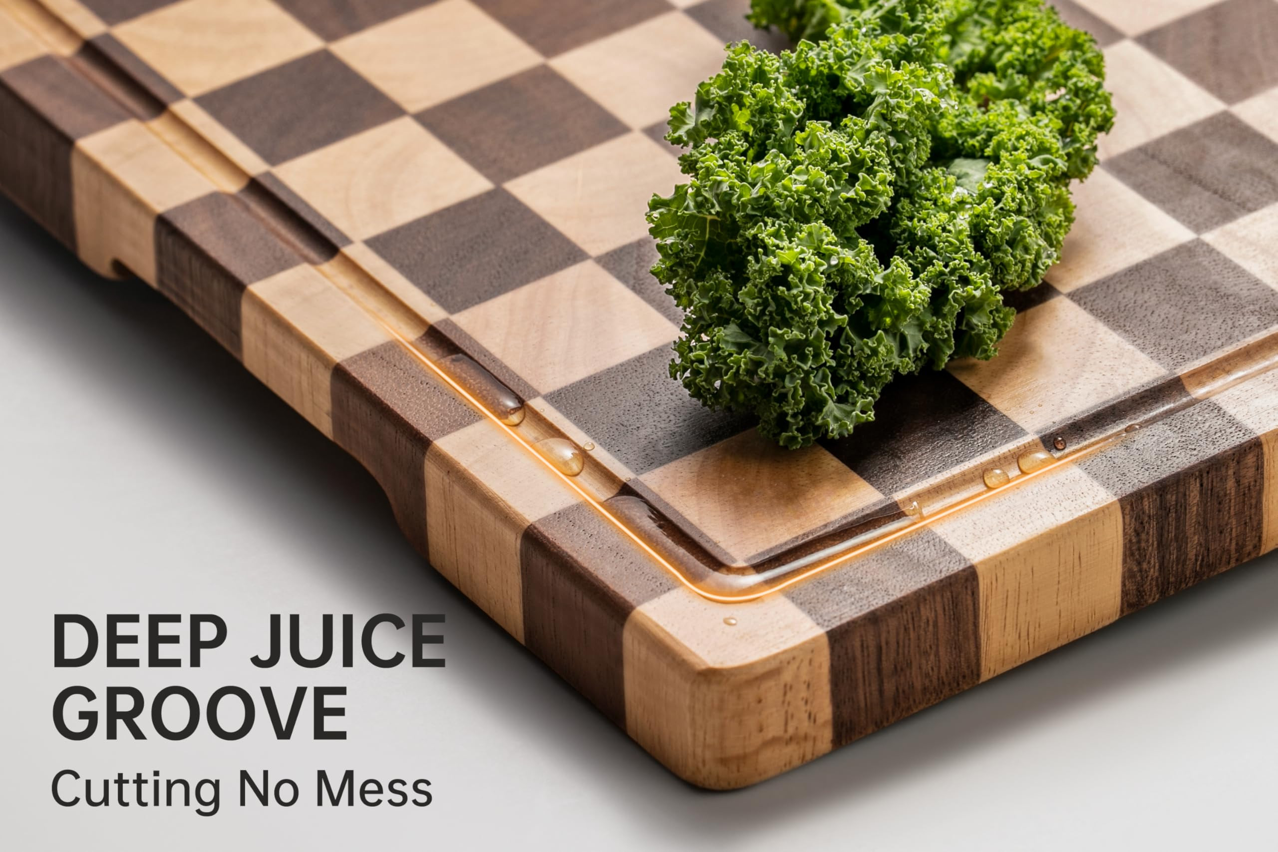 Cutting Boards for Kitchen, Checkered Cutting Board Upgraded, Acacia Wood Chopping Board with Jui... | Amazon (US)