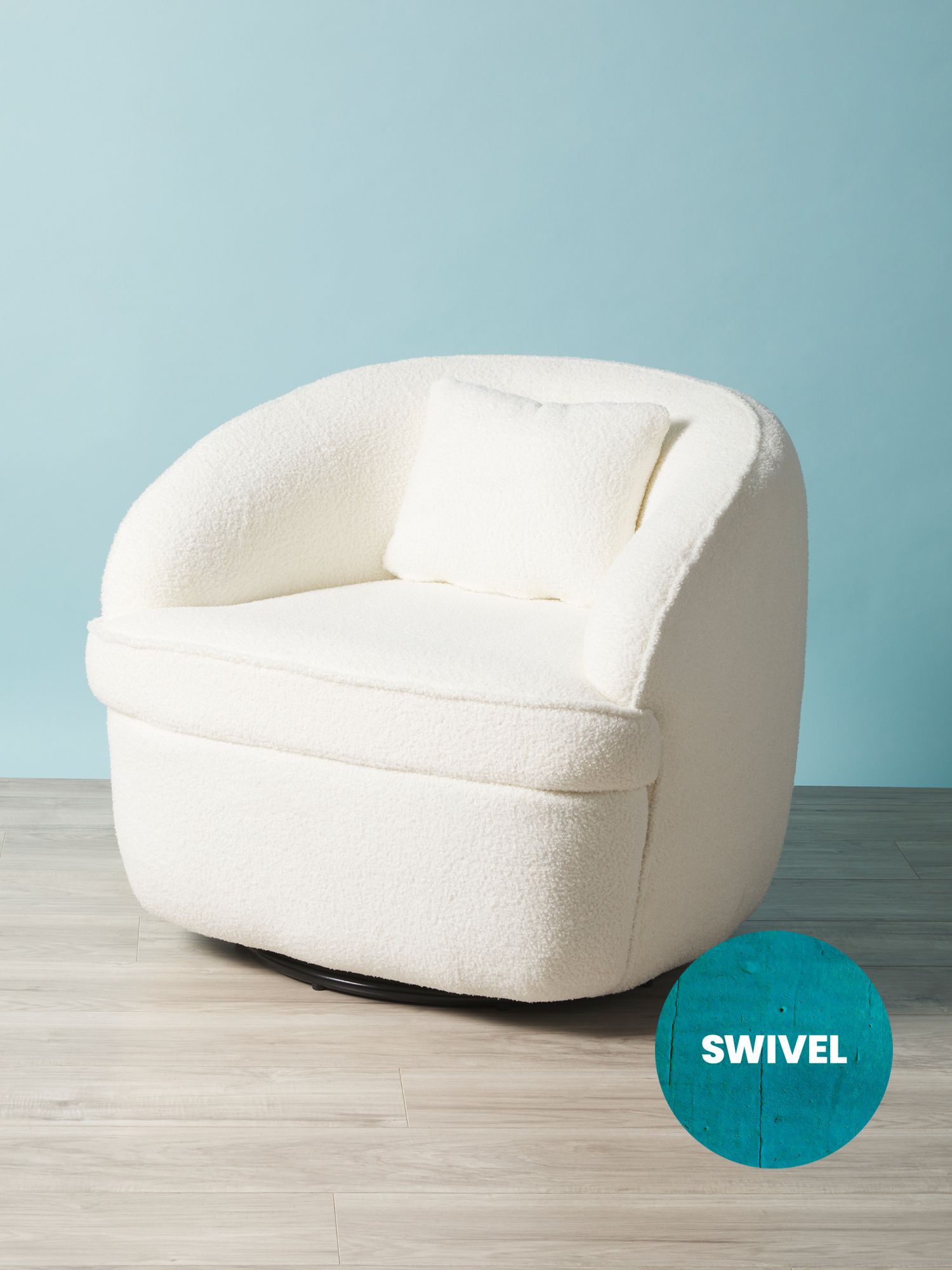 31in Boucle Fabric Swivel Chair | HomeGoods