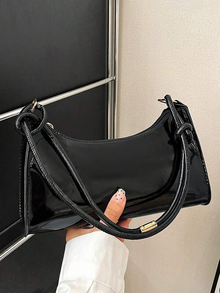 Solid Color & Minimalist & Luxury & Hobo Shoulder Bag For Men | SHEIN