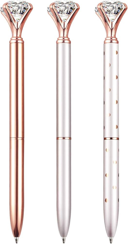 NNY 3 PCS Bling Big Crystal Diamond Ballpoint Pen Metal Ballpoint Pens for Office Supplies Gift, ... | Amazon (US)