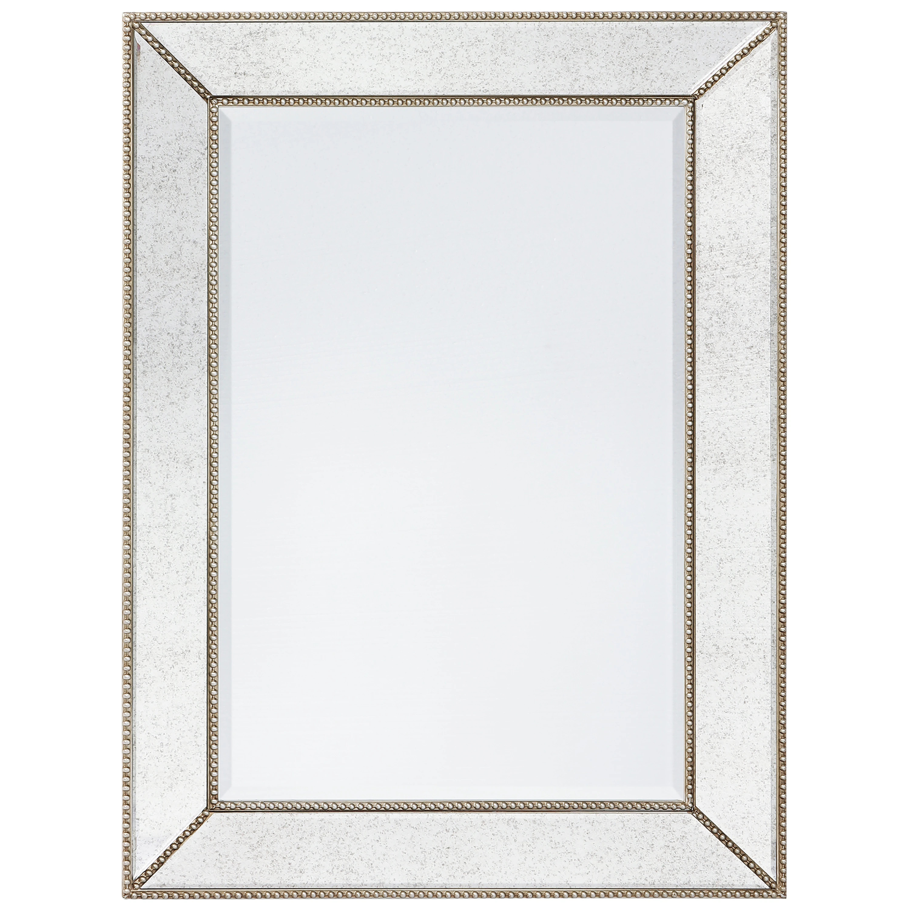 Solid wood frame covered Champagne Bead Beveled Rectangle Wall Mirror, multi size - Clear | Bed Bath & Beyond