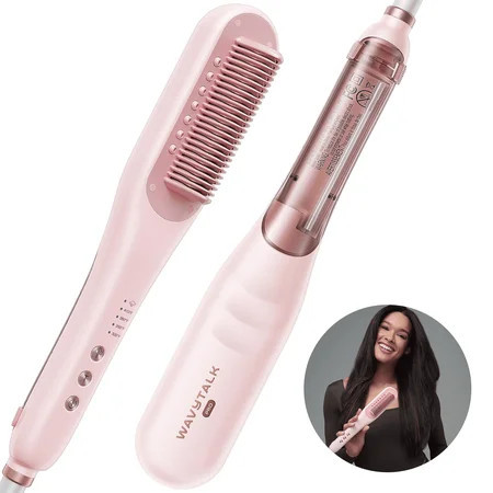 Wavytalk Pro Steam Hair Straightener Brush Steam Reduces Damage and Expedites Straightening Pink | Walmart (US)