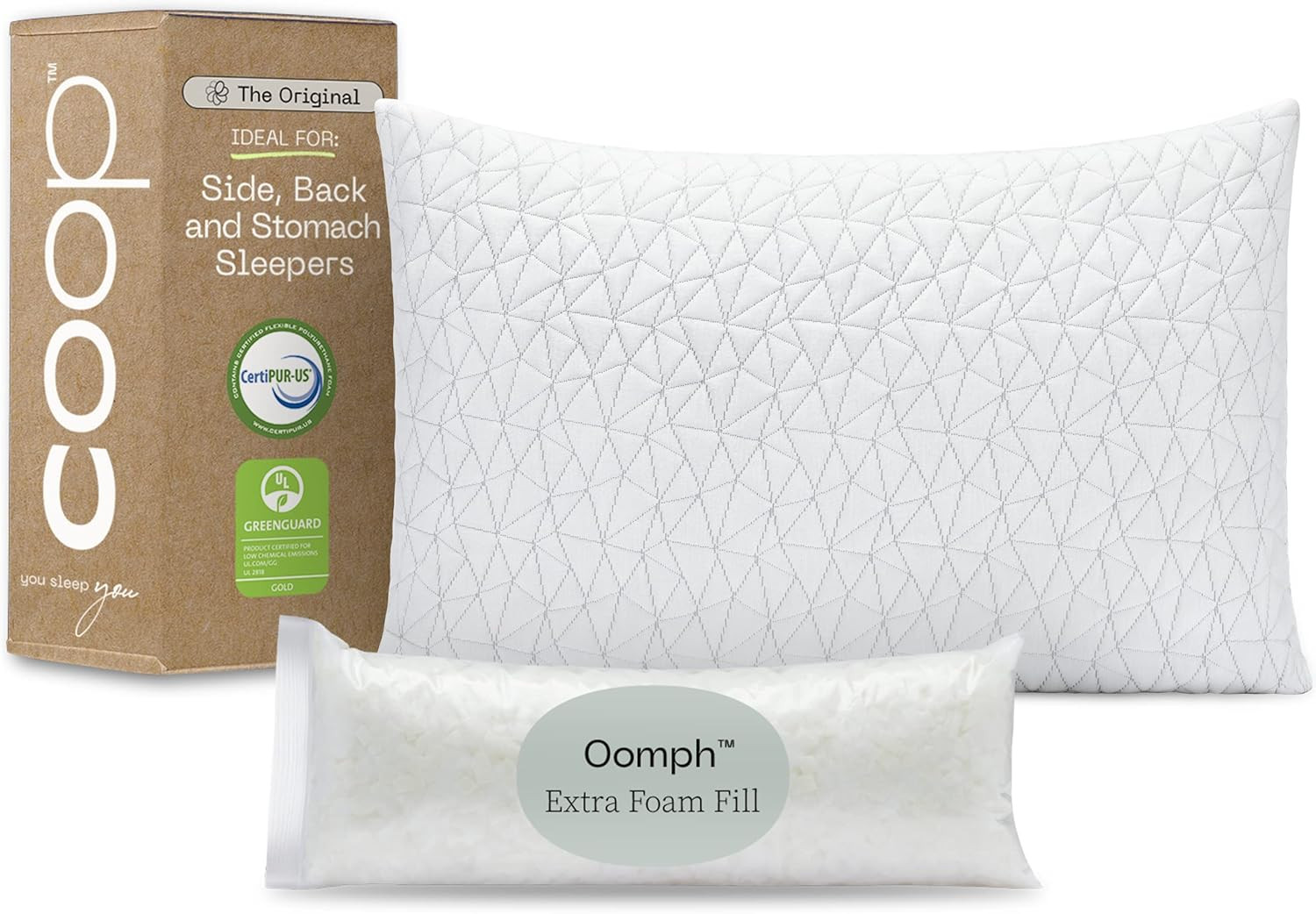 Coop Home Goods Original Loft, King Size Bed Pillows for Sleeping - Adjustable Cross Cut Memory F... | Amazon (US)